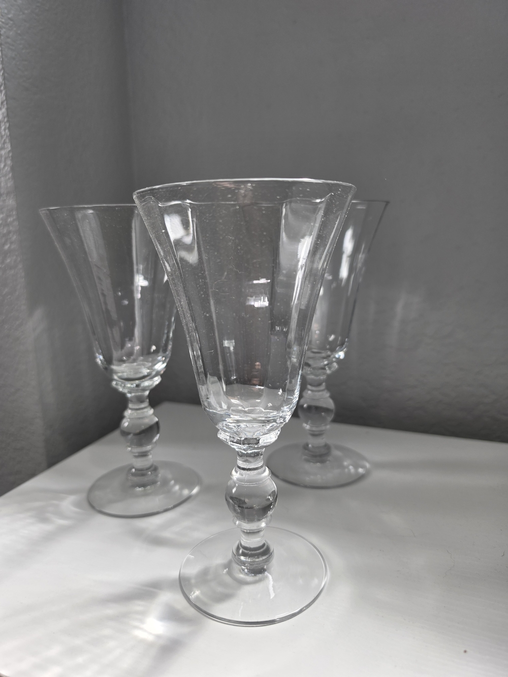 Imperial Glass Crocheted Crystal Water Goblet - Elegant Stemware Set Of 3